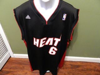 Adidas Adult Large Lebron James Miami Heat 6 Jersey Black And Red Nba
