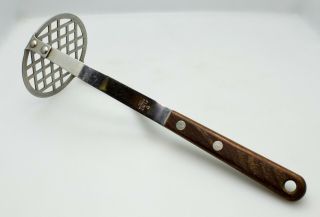 Vintage Flint Potato Masher With A Wooden Handle USA 9 1/4 