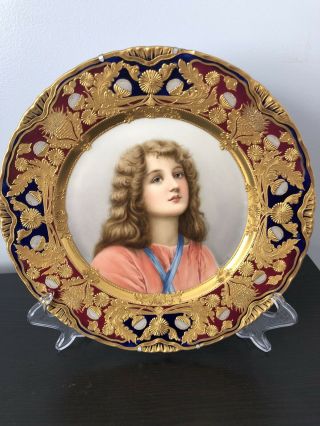 Antique Royal Vienna Porcelain Plate “feuhling” Signed Wagner