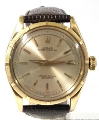 Large Scarce Rolex Oyster Perpetual 6585 Chapter Ring Mens Gold Vintage Watch