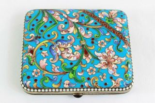 Imperial Russian Silver - Gilt And Cloisonné Enamel Cigarette Case 84 Moscow