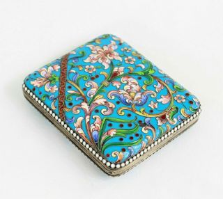 Imperial Russian Silver - Gilt and Cloisonné Enamel Cigarette Case 84 Moscow 2
