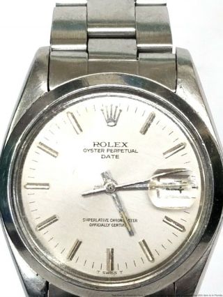 Vintage Rolex Oyster Perpetual Stainless Steel 1500 Mens Silver Dial Watch 2