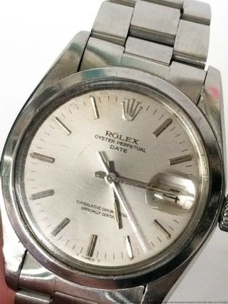Vintage Rolex Oyster Perpetual Stainless Steel 1500 Mens Silver Dial Watch 3