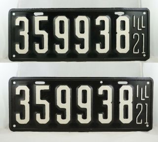 1921 Illinois Passenger License Plate Pair - Repaint -
