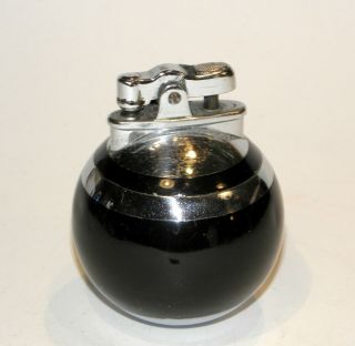 1934 Art Deco Black Enamel Ronson Rondelight Ball Automatic Petrol Lighter