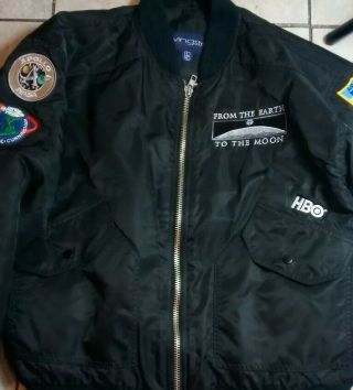 From The Earth To The Moon: Hbo Crew Nasa Apollo Jacket Sz,  L W/patches Vtg