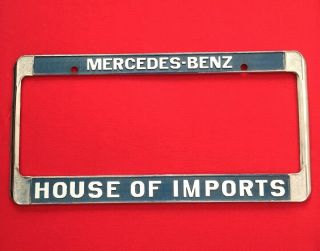 Vintage Rare House Of Imports Mercedes Benz Metal License Plate Frame Ca