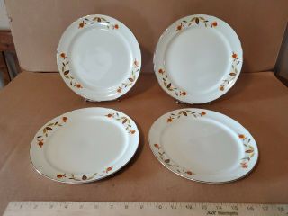 4 Vintage Hall Jewel Tea Autumn Leaf 9 1/8 " Plates