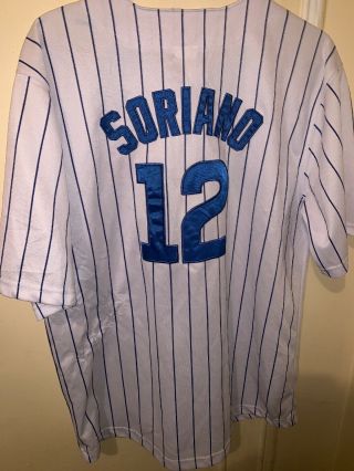 Vtg Majestic Alfonso Soriano Chicago Cubs Mlb Pinstriped Jersey Mens Size Small