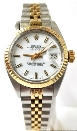 6917 Rolex Datejust Gold Stainless Steel Ladies White Dial Watch
