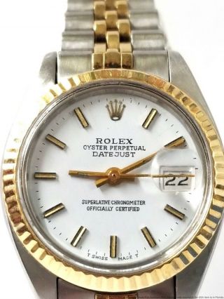 6917 Rolex Datejust Gold Stainless Steel Ladies White Dial Watch 2