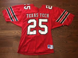 Vintage 1980s Texas Tech Game Worn Issued Home Red 25 Football Jersey