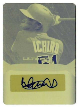 2019 Leaf Ultimate Sports Ichiro Suzuki Yellow Plate Auto Autograph Card 1/1