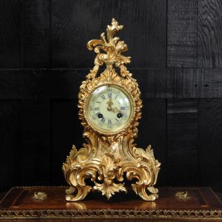 Antique French Gilt Bronze Rococo Boudoir Clock by Vincenti C1880 3