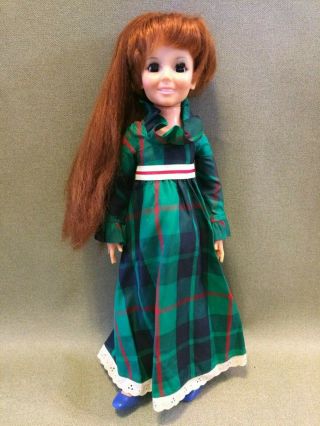 Vintage 1968 Ideal Corp 18 " Crissy Doll Dress Red Hair Sleep Eyes Plaid Dress