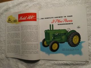 Vintage John Deere Ar Standard Tractor Dealer Sales Brochure Grain Rice Farm Old