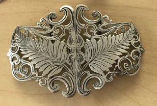 Antique Art Nouveau Sterling Silver Pierced Belt Buckle - 1908