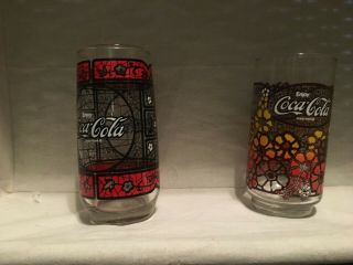 Vintage Set Of Two Coca - Cola Drinking Glasses