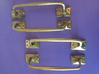 Pair Large Vintage Heavy Brass Door Handles.  Back Plate.  Trunk.  Pub.  Hall Quality