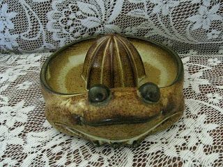 Vintage Adorable Frog Juicer / Reamer Art Pottery / Stoneware Uctci Japan Euc