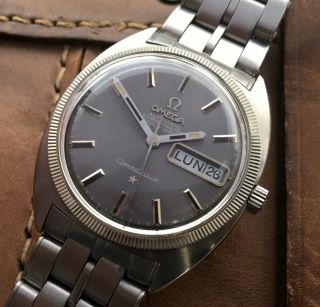 Vintage 1969 Omega 168.  029 Constellation Chronometer Wristwatch.  Rare Grey Dial.
