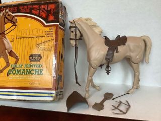 Vintage Marx Best In The West Fully Jointed Comanche Tan Horse W/ Box Made Usa