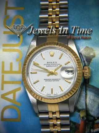 Rolex Datejust 18k Yellow Gold/Steel White Dial Ladies Watch Box/Papers 79173 2