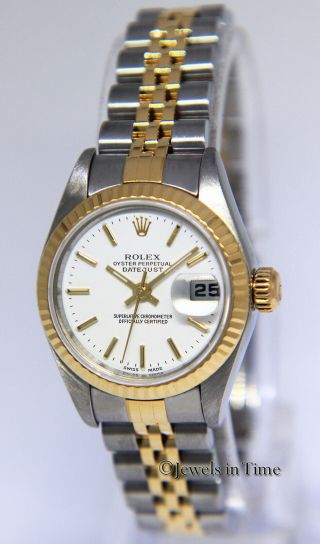 Rolex Datejust 18k Yellow Gold/Steel White Dial Ladies Watch Box/Papers 79173 3