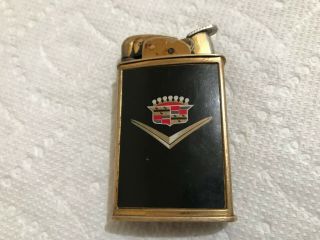 Vintage Advertising Cadillac Logo Black Enamel Brass Evans Lighter