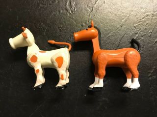 Vintage Fisher Price Little People Farm Animal Brown Horse Spotted Cow 915