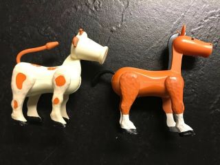 Vintage Fisher Price Little People Farm Animal Brown Horse Spotted Cow 915 2