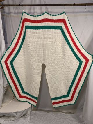 Very Large 5ft/60”vintage Christmas Tree Skirt.  Crochet White Handmade Tree Skirt