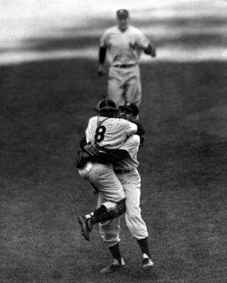 1956 York Yankees Yogi Berra & Don Larsen Glossy 8x10 Photo Ws Perfect Game