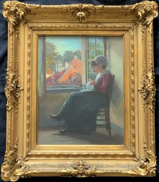 Emil Gies (1872 - 1937) Exhibition Quality Antique Oil Portrait Painting Of A Lady
