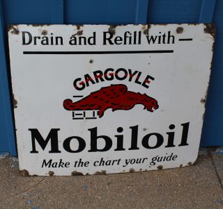 Antique Porcelain Mobil Oil Gargoyle Advertising Sign