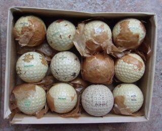 Antique Vintage Dozen Golf Ball With Mesh Square Dimple Golf Balls Maybe Repaint