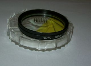 Vintage Hoya 49mm Half - Color Yellow Screw In Filter In Its Case Made In Japan