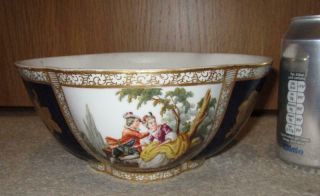 Large Antique Dresden German Meissen Style Porcelain Bowl - Helena Wolfsohn