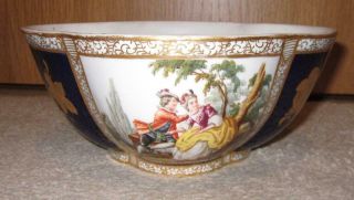 Large Antique Dresden German Meissen Style Porcelain Bowl - HELENA WOLFSOHN 2