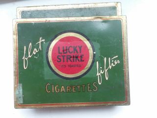 Vintage Lucky Strike Cigarette Tin Flat Fifties " It 