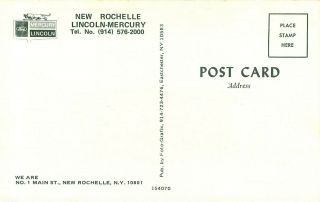 Vintage Advertising Postcard Rochelle NY Lincoln Mercury Car Dealership 2