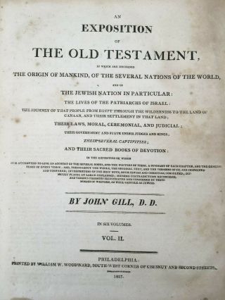 1817 An Exposition Of The Old Testaments By John Gill D.  D Vol.  Ii