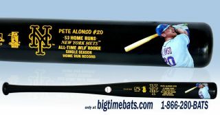 Pete Alonso Ny Mets All - Time Rookie Record Home Run Art Bat