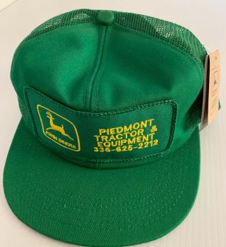 Vintage John Deere Big Patch Hat Piedmont Nc Trucker K Products Usa Cap Snapback