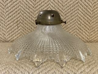 Antique French Art Deco Holophane Glass Prismatic Tear Drop Ice Light Lamp Shade