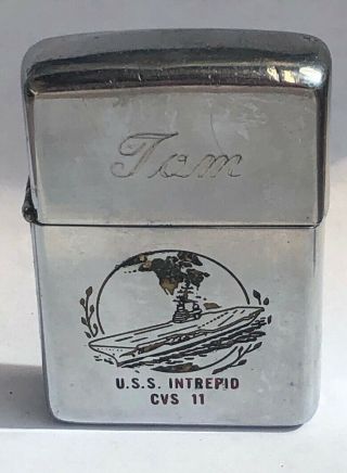 Vintage 1966 Zippo Cigarette Lighter - Uss Intrepid Cvs 11 - Us Navy Carrier