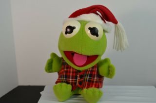 Christmas Baby Kermit The Frog - Santa Hat - 9 " Plush Toy - Mcdonalds - Vintage - 1987