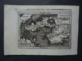 1618 Bertius Atlas Hondius Map Malaysia - Malacca - Thailand Cambodia Se Asia