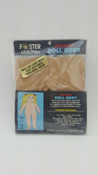 1985 Esther Lee Foster Children 18” Dollmakers Pre - Sewn Doll Body 308 Elf Design